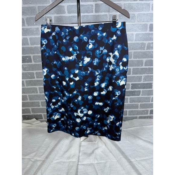 Roz & Ali Dresses & Skirts - Roz & Ali Womens Blue Black Abstract Bubble Print Elastic Waist Pencil Skirt M